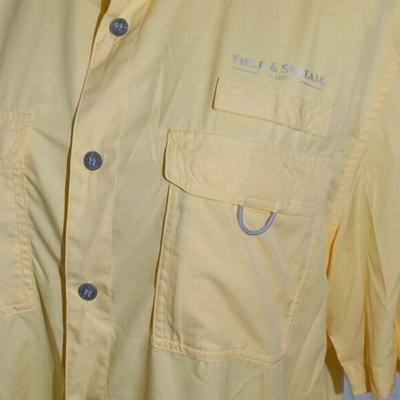 Vented Mesh Back Breathable Utility Boating Shirt Fishing Yellow Field & Stream - Picture 3 of 7